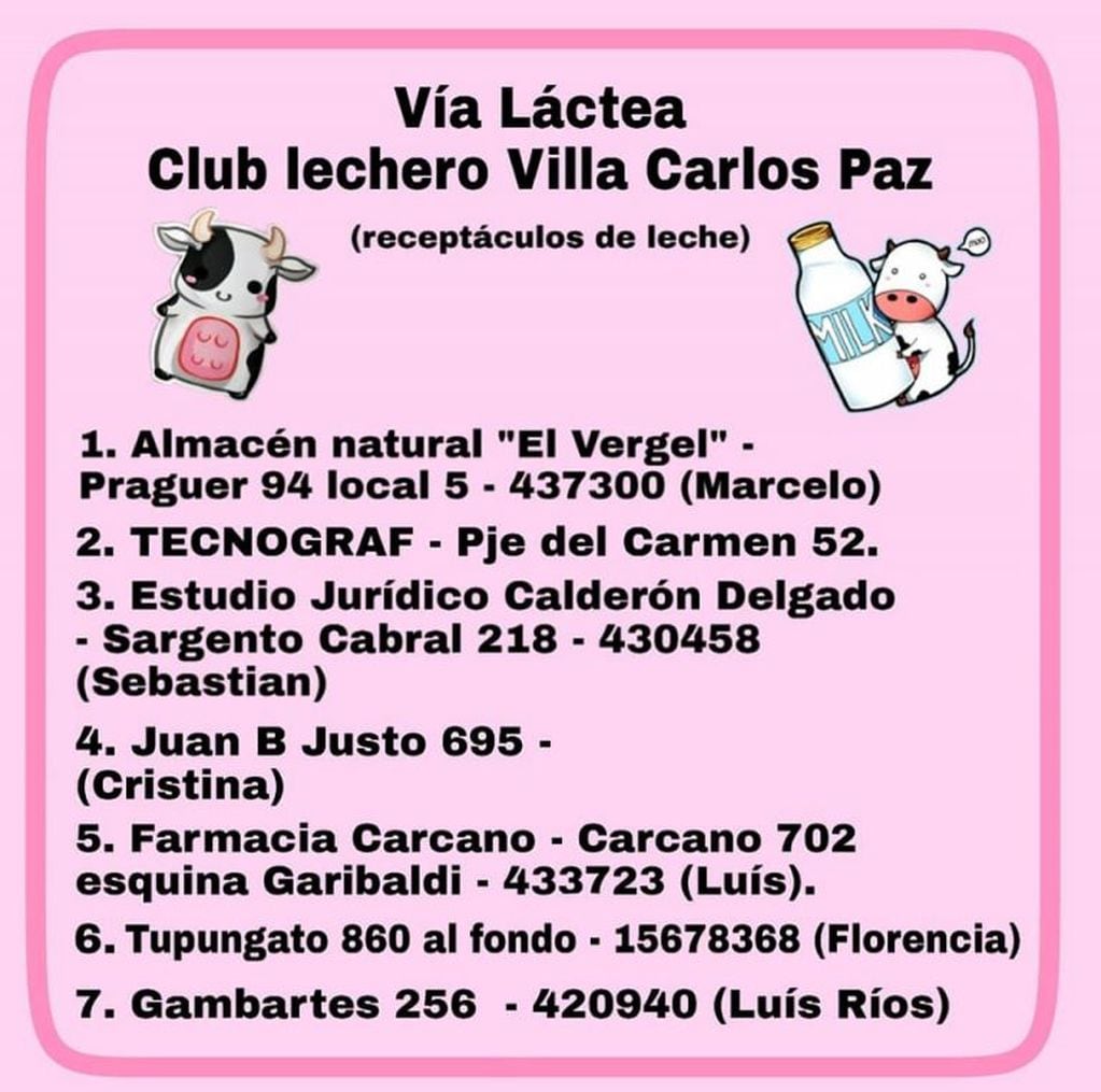 Cómo colaborar con el Club Lechero de la ciudad.