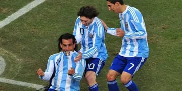 Carlos Tevez, Lionel Messi y Ángel Di María