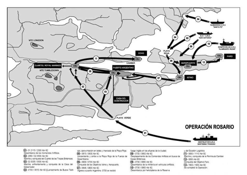 Mapa de la Operación Rosario