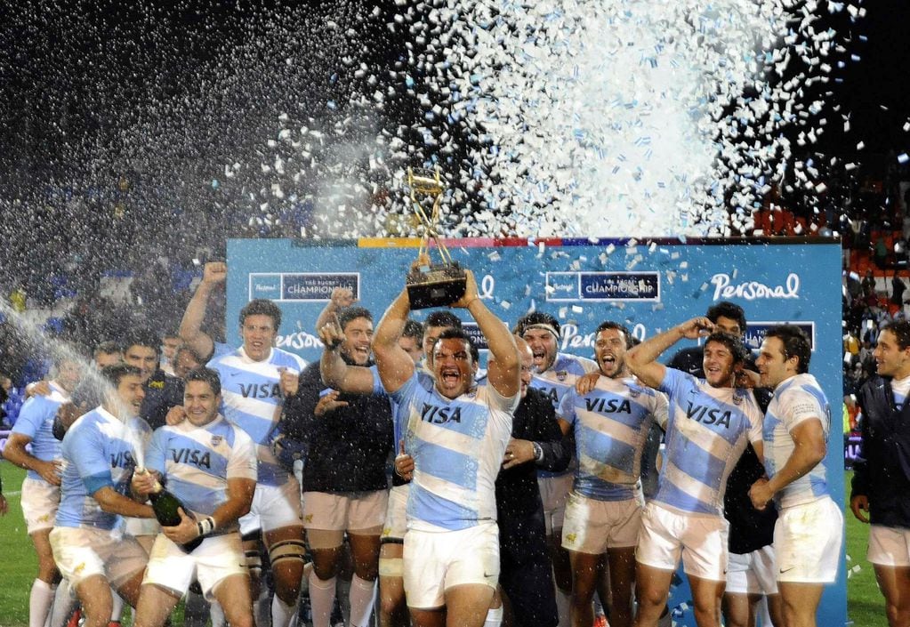 Los Pumas festejan el primer triunfo desde que participan en el Rugby Championship. Fue en Mendoza, ante el seleccionado de Australia en 2014.