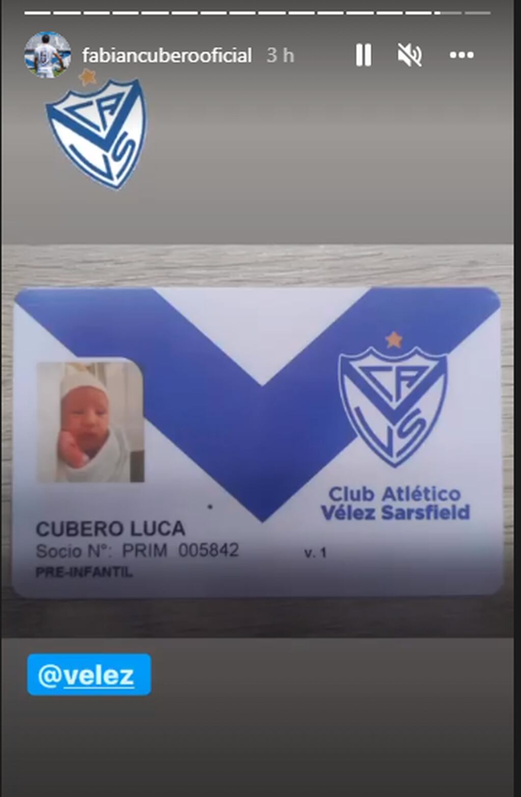 Luca Cubero ya es socio de Vélez Sarsfield.