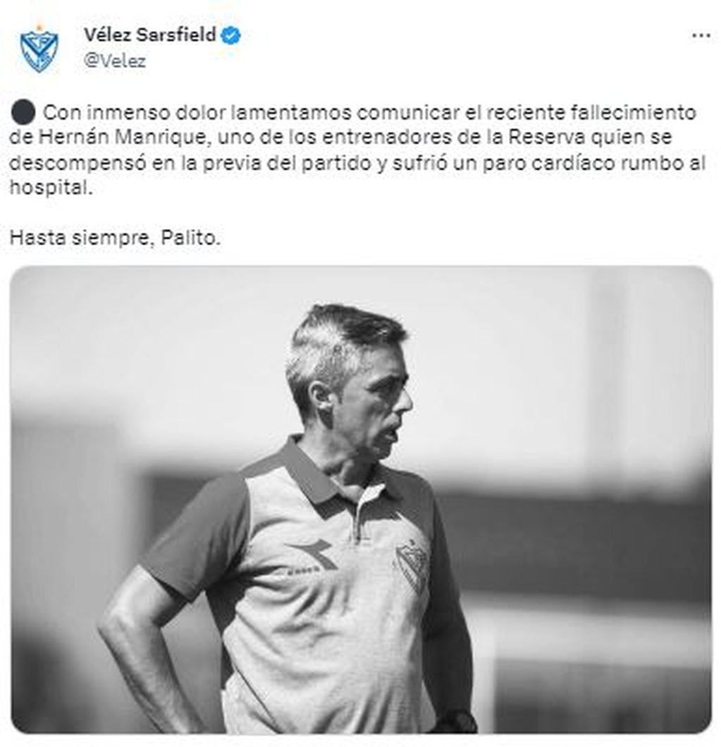 Dolor en el futbol argentino por la muerte de Hernán Manrique.