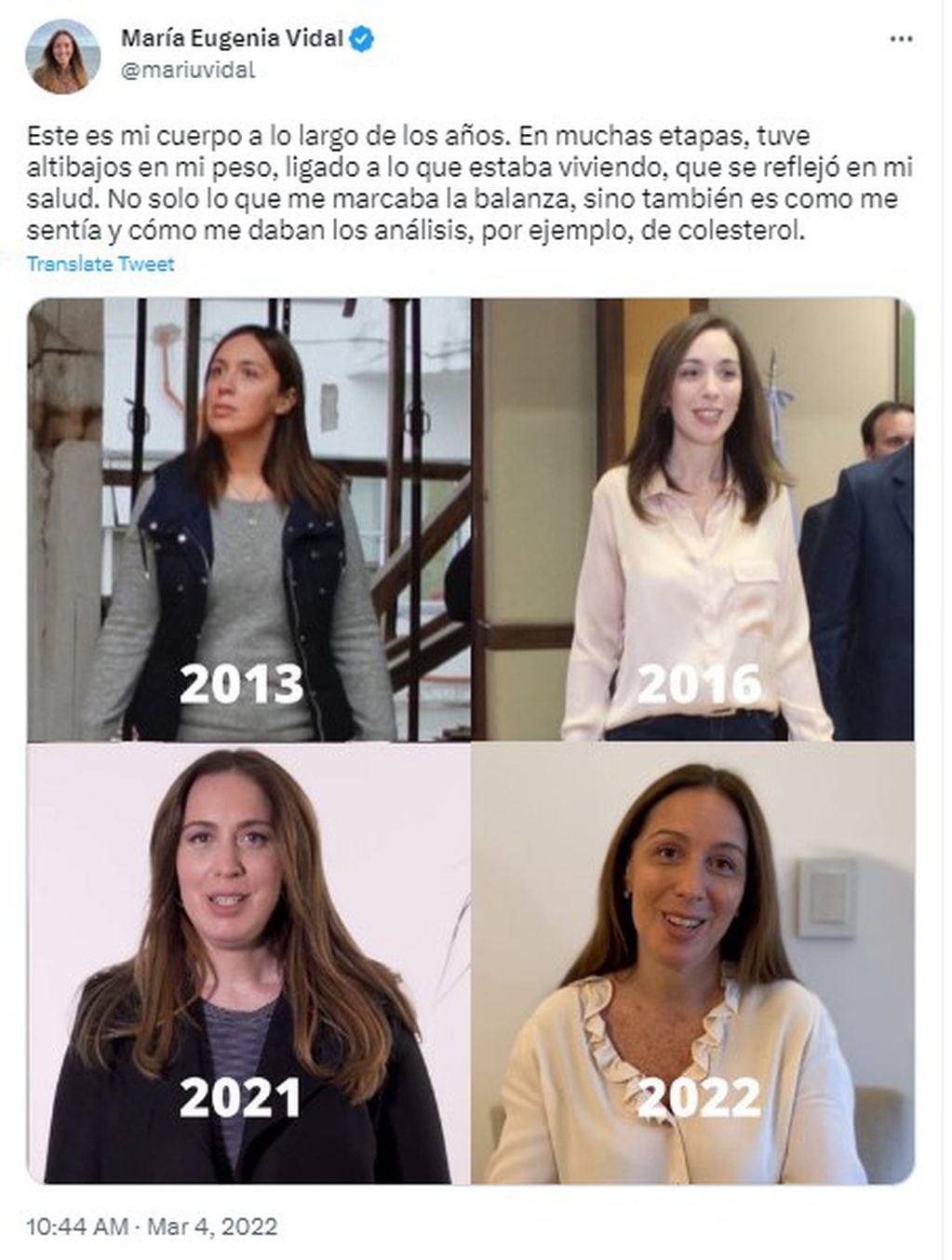 María Eugenia Vidal respondió a las críticas que hicieron de su cuerpo tras el debate realizado en 2021.
