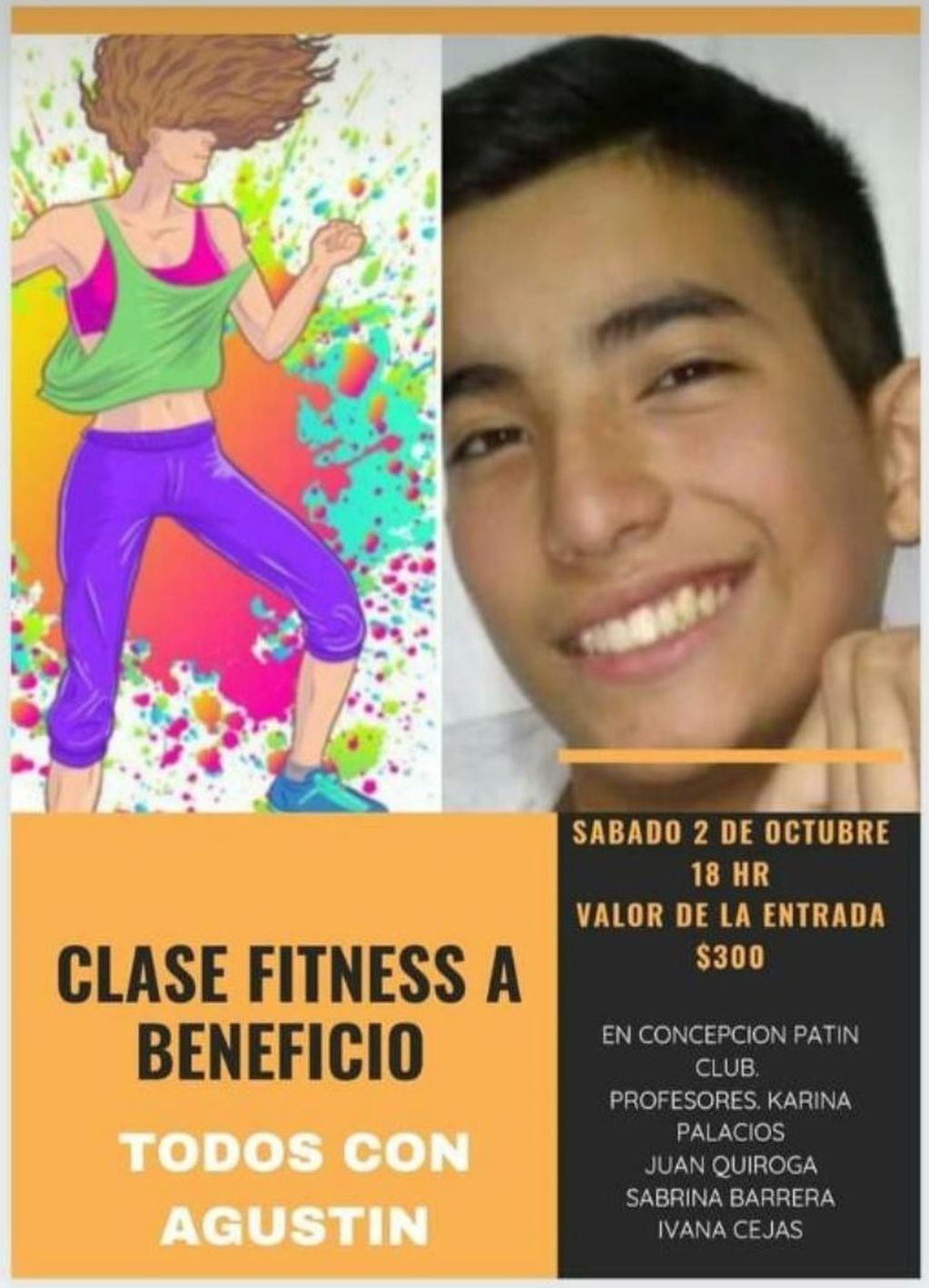 Las clases fitness a beneficio de Agustín serán este sábado a las 18