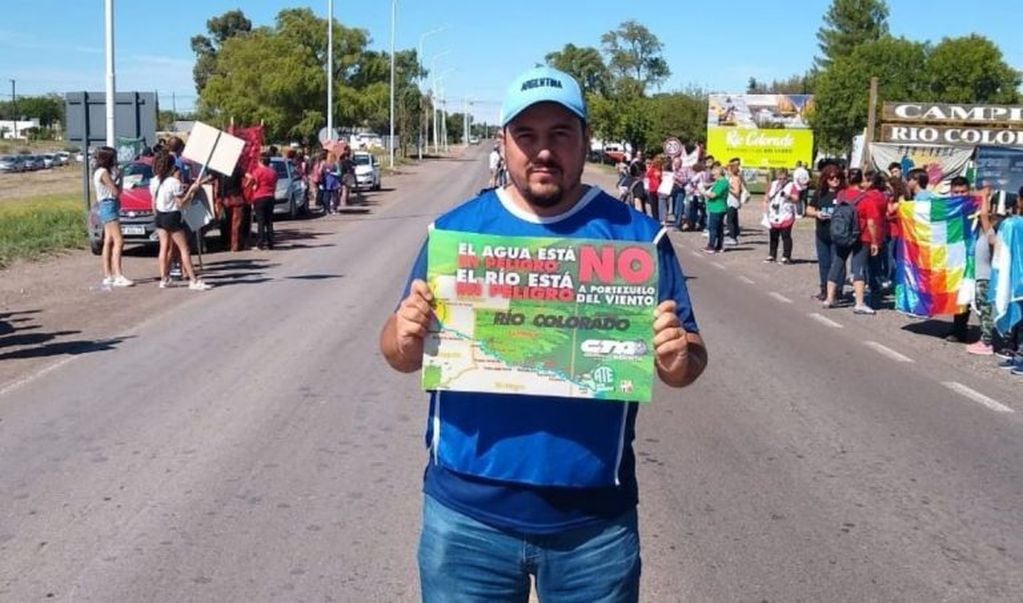 Rodrigo Vicente durante la movilización de este viernes (web).
