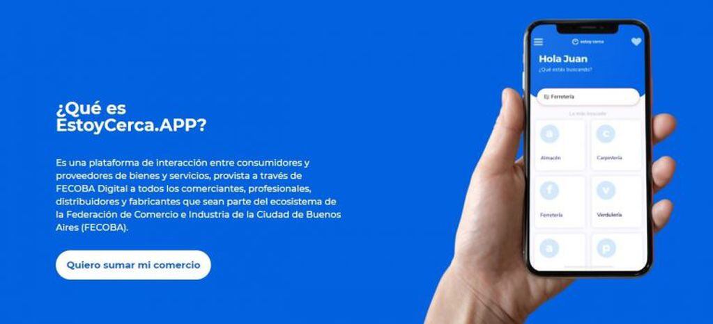 "Estoy Cerca", la aplicación para acercar a comercios minoristas porteños con los consumidores. (Web)