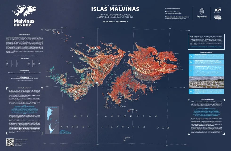 Mapa de las Islas Malvinas.