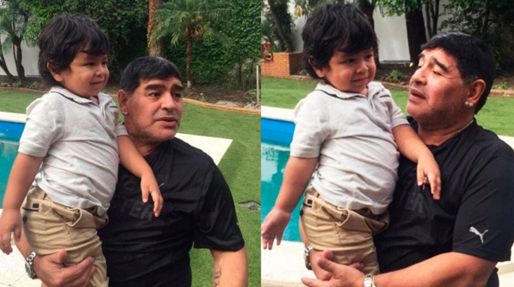 Diego Maradona con Dieguito Fernando, su hijo más pequeño.