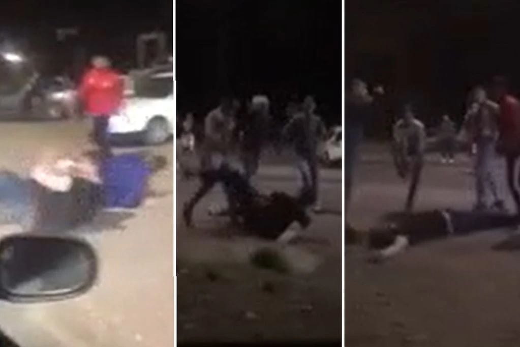 Una captura del video en la que se observa la brutal golpiza que sufrió Moisés Pérez.
