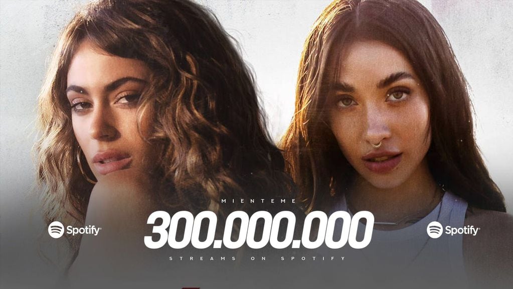 Tini y María Becerra superaron con “Miénteme” los 300 millones de streams en Spotify.