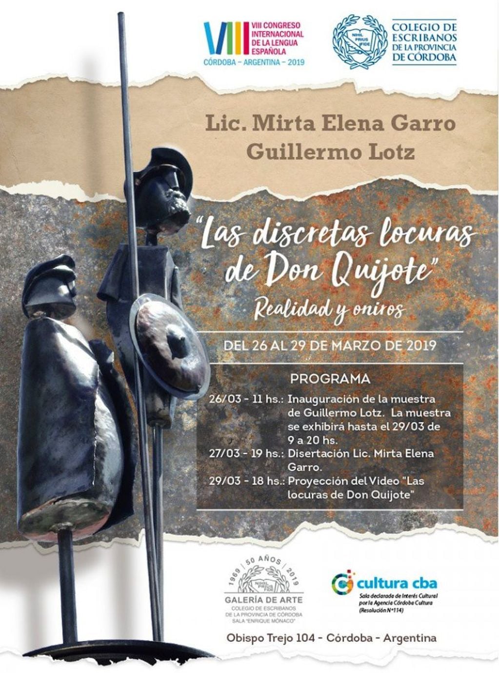 La muestra de Don Quijote de la Mancha en el Colegio de Escribanos de Córdoba.