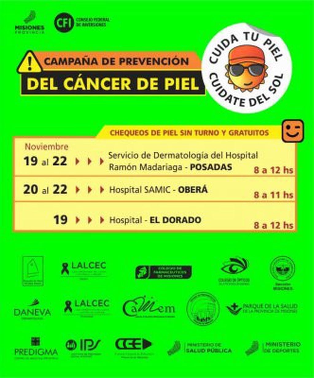 Campaña de Prevención del Cáncer de Piel en Posadas y Oberá.