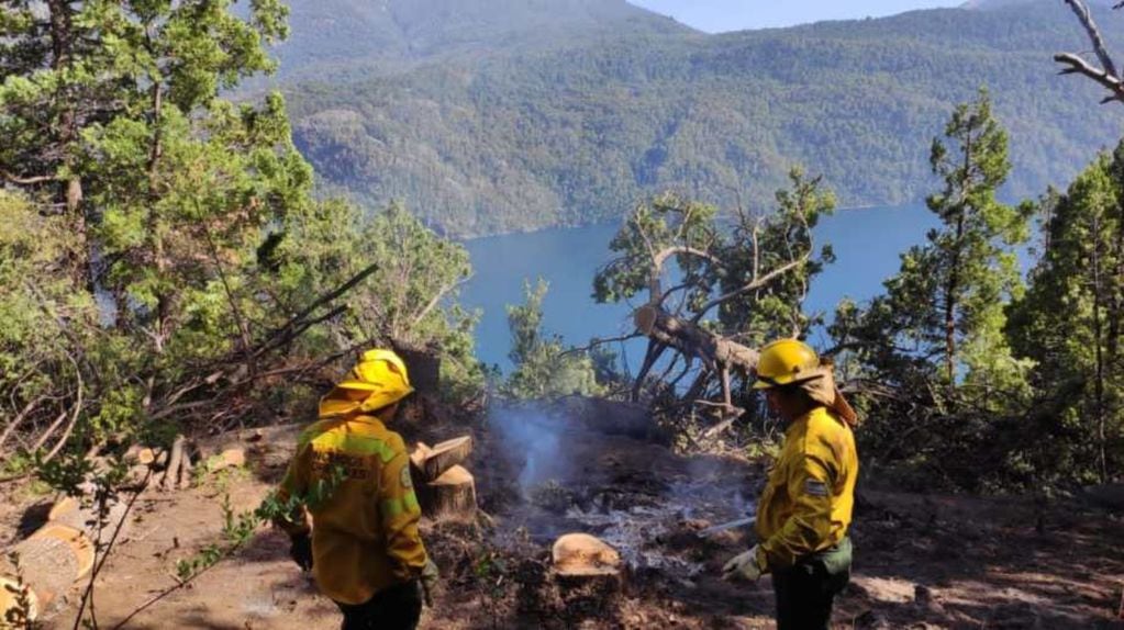 Brigadistas trabajando para contener las llamas en uno de los incendios forestales