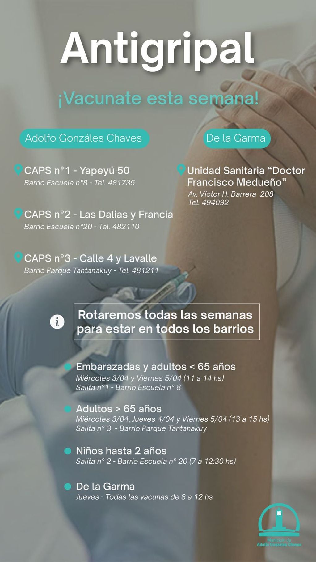 Gonzales Chaves: continúa la campaña de vacuna antigripal