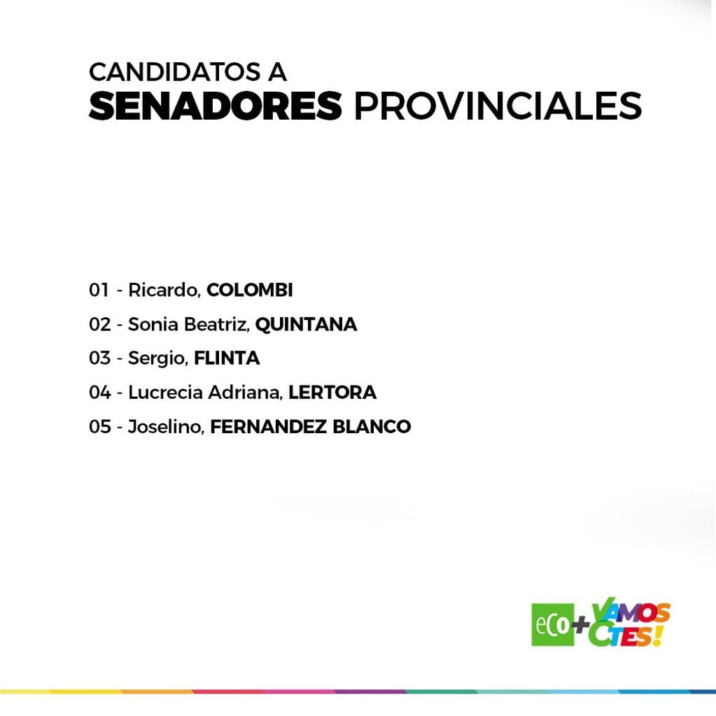 Los candidatos a senadores por ECO+Vamos Corrientes.