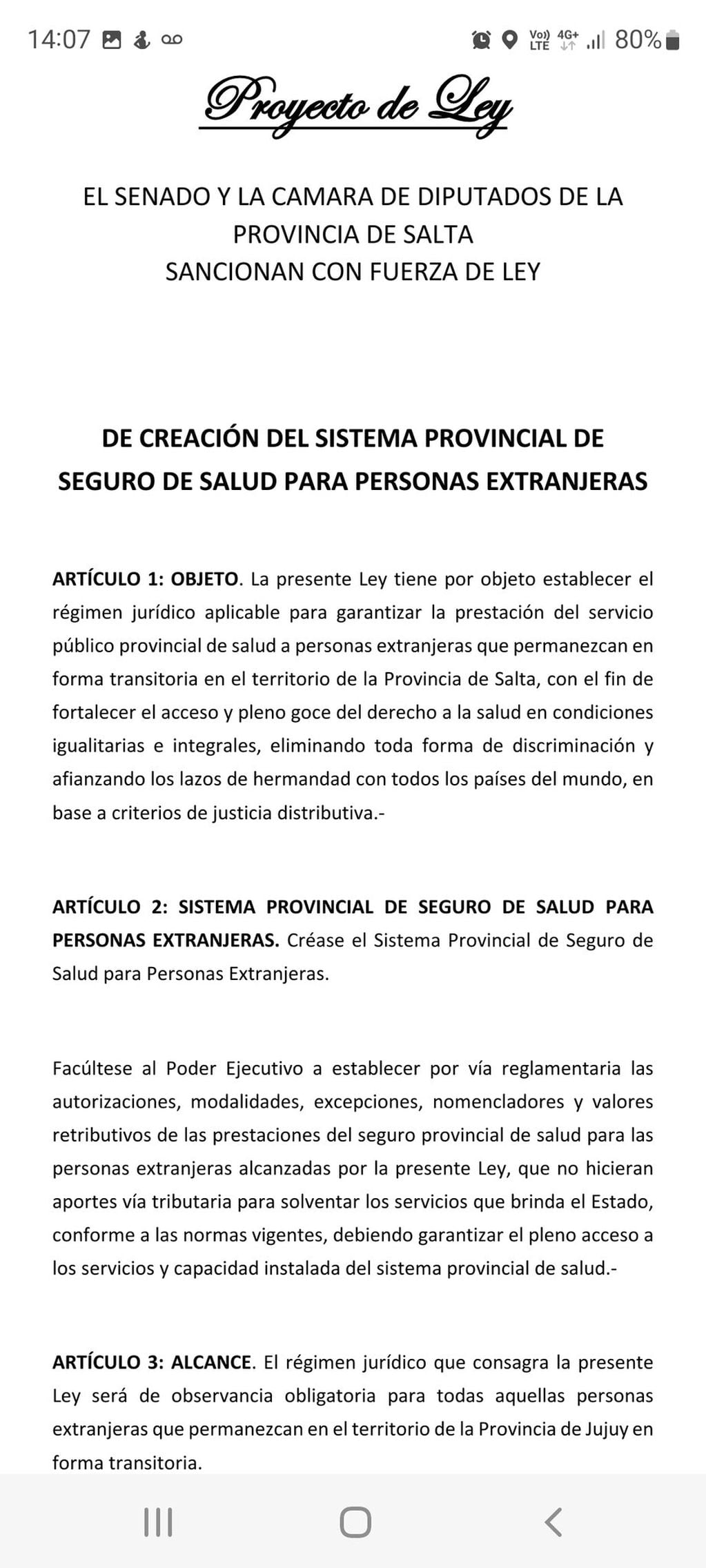 El diputado Santiago Vargas propuso que en Salta se le cobre la asistencia médica a extranjeros.