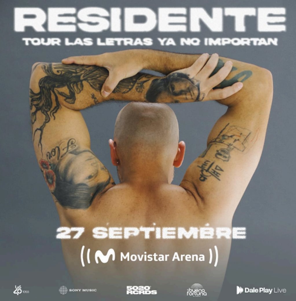 Residente se presentará en Argentina el 27 de septiembre de 2024 en el Movistar Arena.