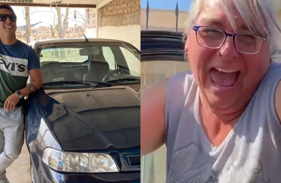 Su hijo la sorprendió: se compró su primera auto y ella se volvió viral.