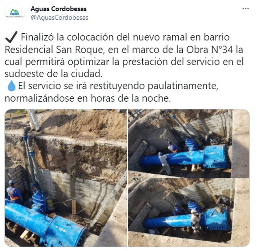Colocaron un nuevo ramal en barrio Residencial San Roque.