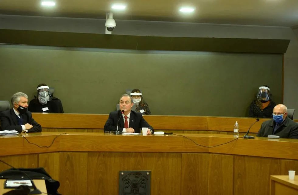 Jueces. Juan Manuel Ugarte, Marcelo Jaime y Eugenio Pérez Moreno, los tres integrantes de la Cámara Octava del Crimen.