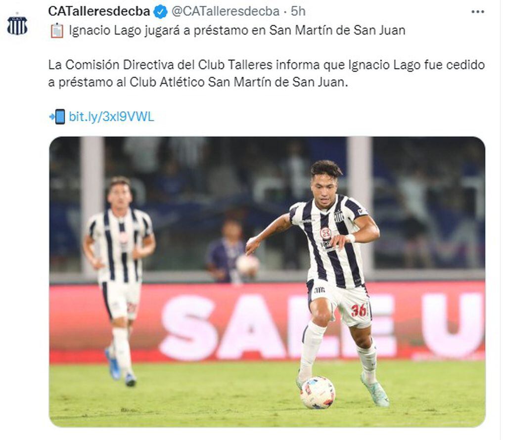 Nacho Lagos jugará a préstamo en San Martín de San Juan.