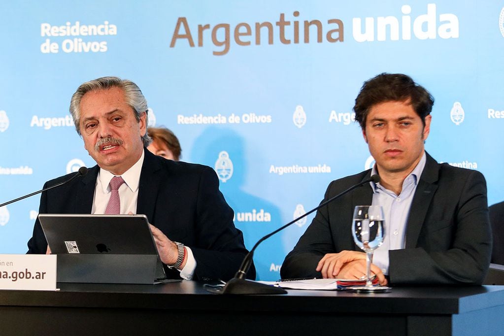 Alberto Fernández en una conferencia con Axel Kicillof. (Foto: Presidencia)