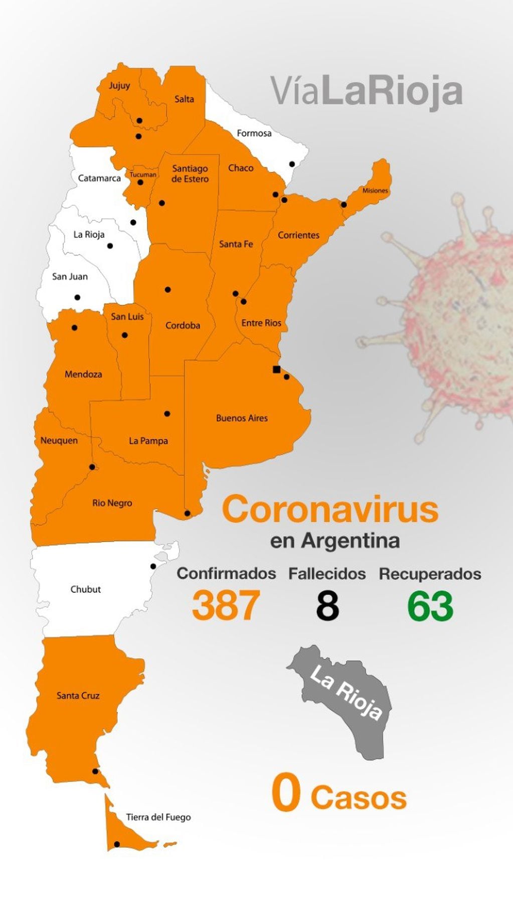 Detalle de infectados, recuperados y fallecimientos por provincia / Covid-19 / 25-03-20