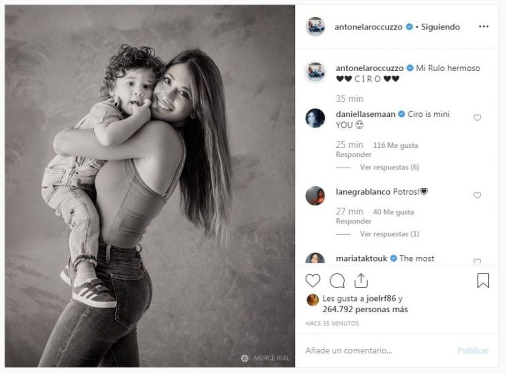 Una vez más, Antonela Roccuzzo posó con Ciro, el más pequeño de sus hijos. (Instagram)