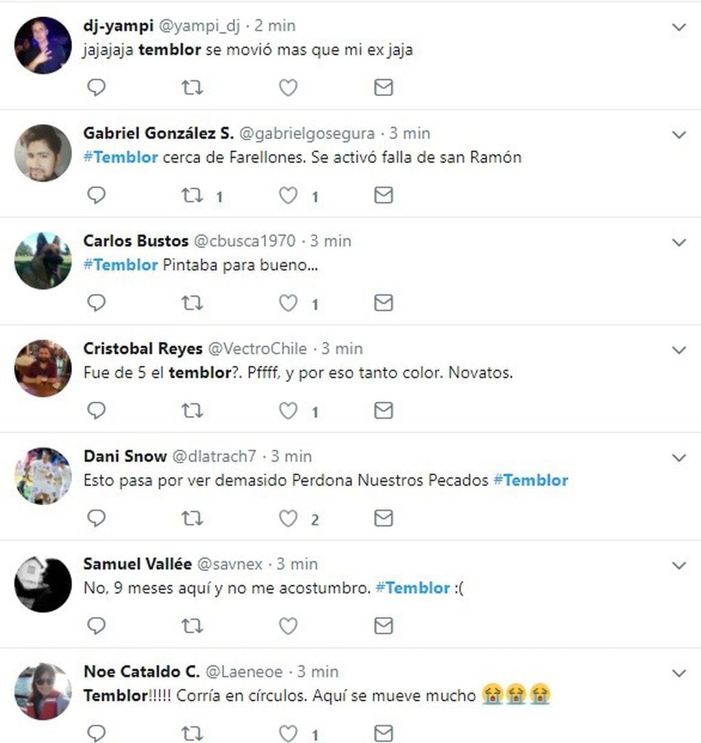 tras el temblor, la gente se expresó en Twitter.