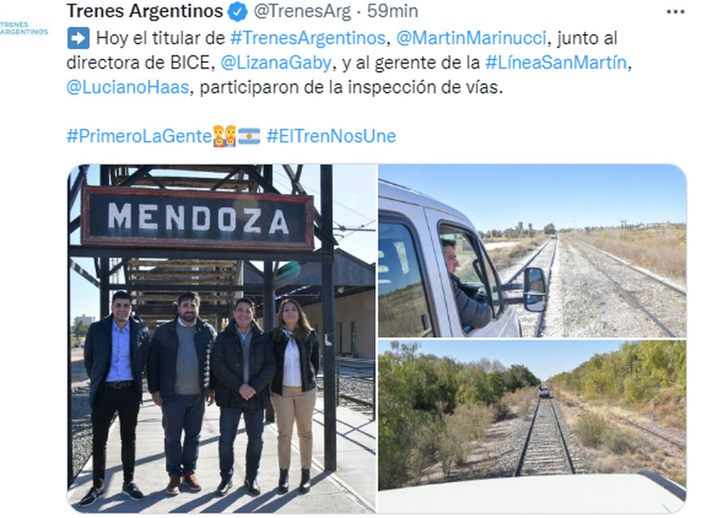 La conexión del tren entre Mendoza y Buenos Aires está en marcha.