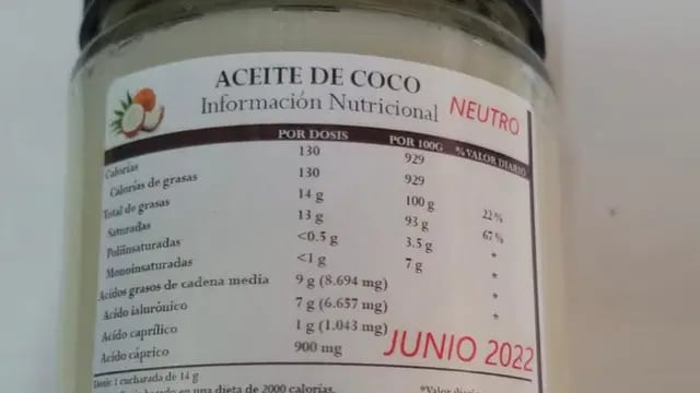 El Municipio prohíbe la venta del Aceite de Coco “No Gluten” marca Materia Prima