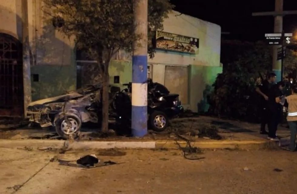 Así quedó el auto tras el accidente fatal en San Luis.