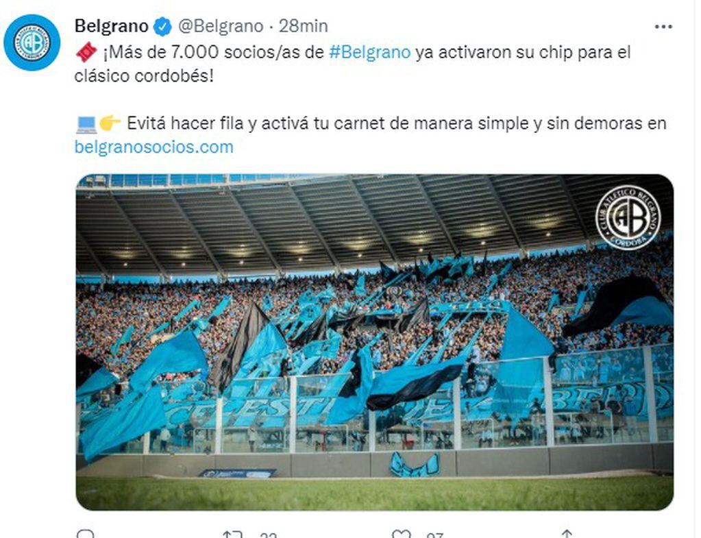La campaña de socios de Belgrano sigue a full y se reflejó de cara al clásico con Talleres.