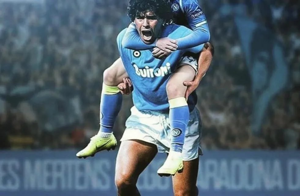 La foto editada de Diego Maradona y Dries Mertens (Foto: Instagram/driesmertens)
