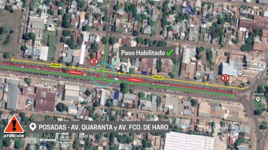 Quedó habilitado el paso en la intersección de la avenida Francisco de Haro y Quaranta.