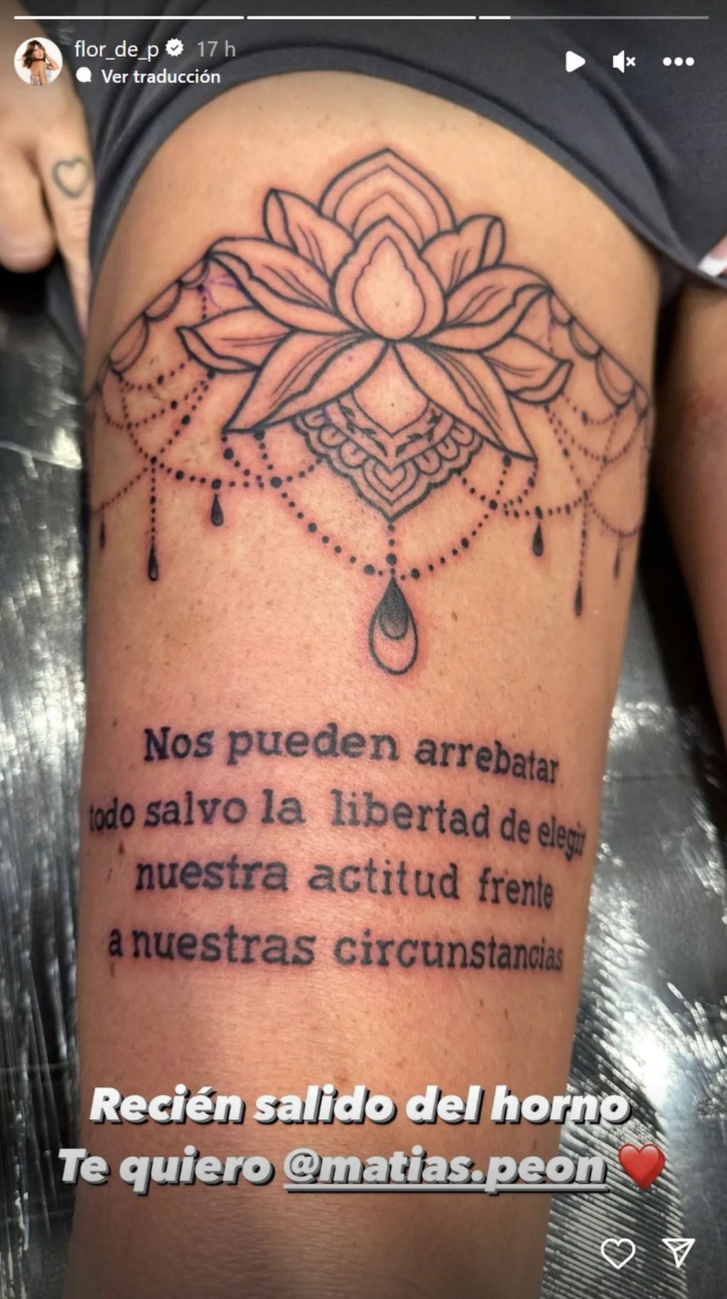 Flor Peña mostró su nuevo tatuaje en un lugar secreto