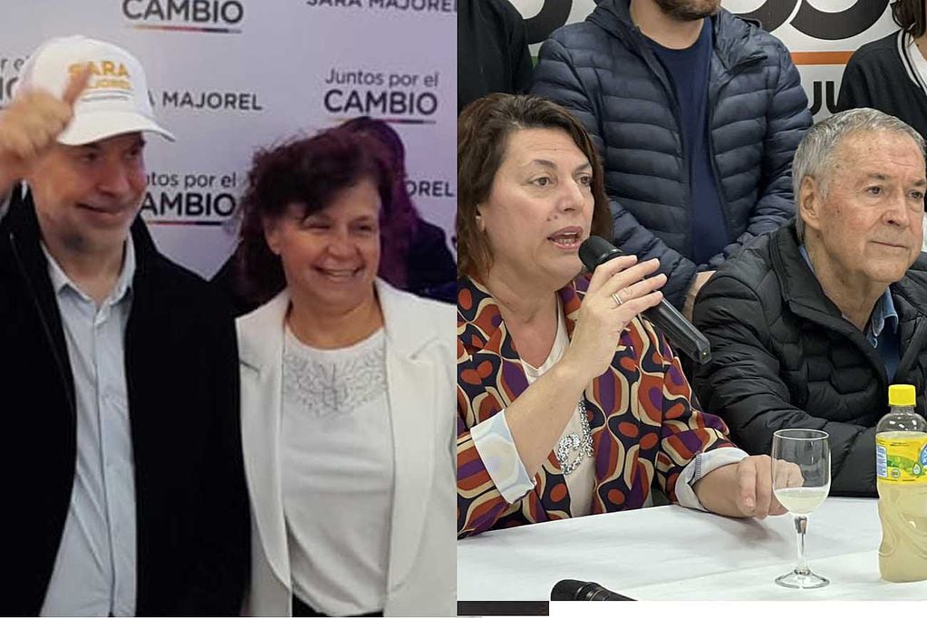 Elecciones en Marcos Juárez: Horacio Rodríguez Larreta junto a Sara Majorel, y Verónica Crescente con Juan Schiaretti. (La Voz)