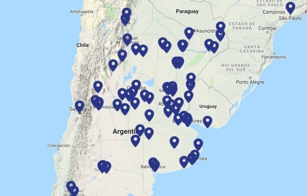 Mapa actos en la región/https://www.2vidas.org/