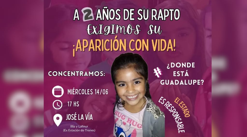 A 2 años de la desaparición de Guadalupe, organizarán una marcha para pedir por su aparición