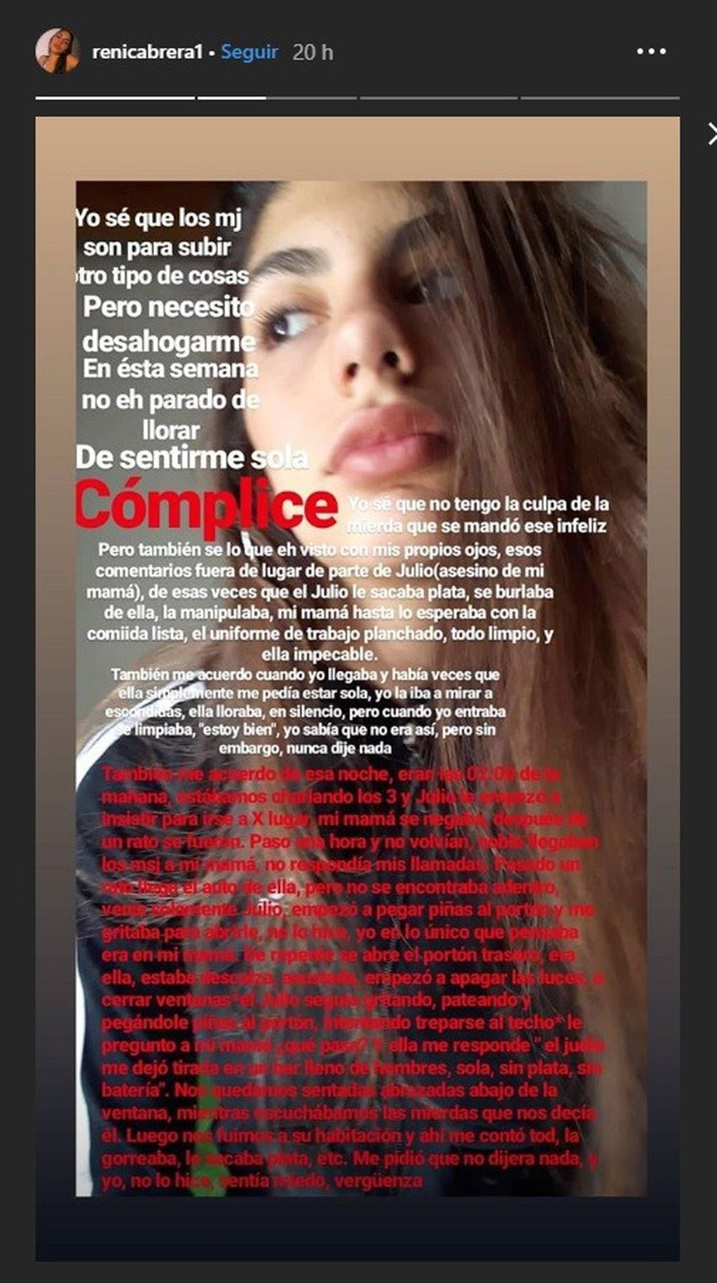 La historia de Instagram de Renata Cabrera.