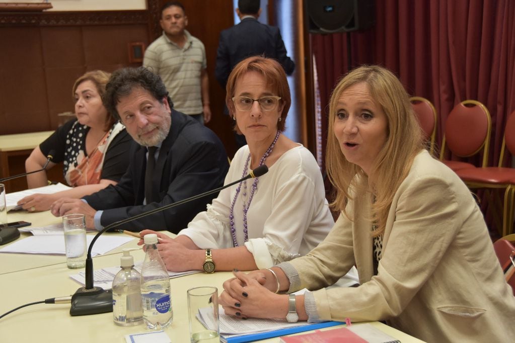 De izquierda a derecha, la jueza de Menores Pilar Medina, el diputado Ramiro Tizón, la diputada Gabriela Burgos y la jueza de Menores María del Rosario Hinojo.