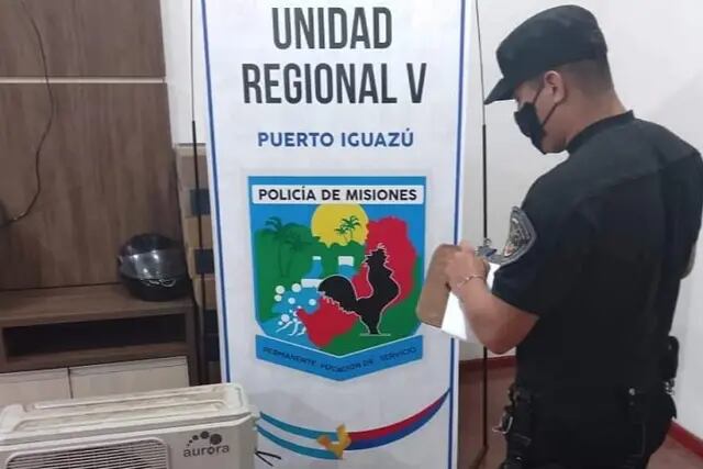 Puerto Iguazú: llevaba un motor de aire acondicionado y fue detenido. Policía de Misiones | Unidad Regional V