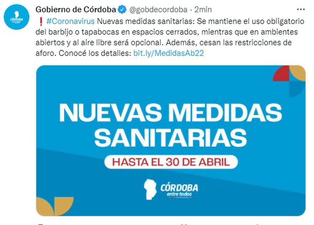 Nuevas medidas del Gobierno de Córdoba en la pandemia, y sobre el uso del barbijo.