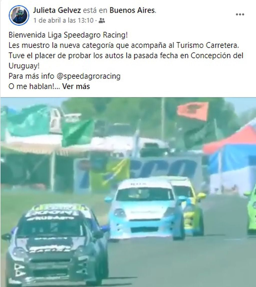 Julieta Gelvez participará en la Liga Speedagro Racing, Fiat, que complementará las programaciones del  TC.