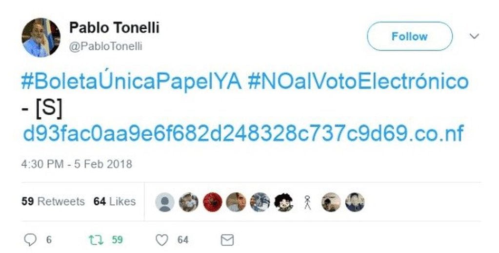 Tonelli, hackeado. (Foto: Twitter)