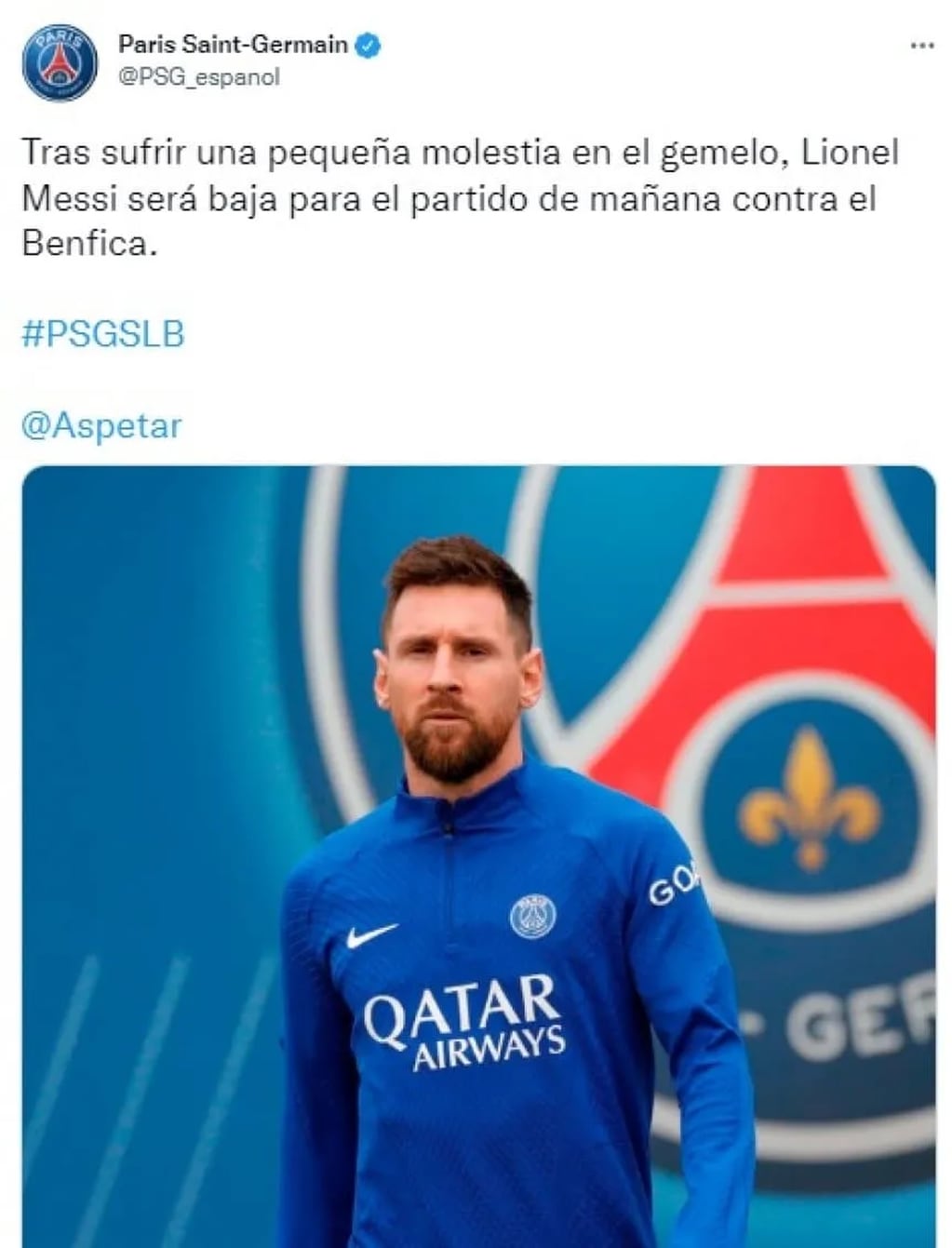 El parte médico de Lionel Messi.