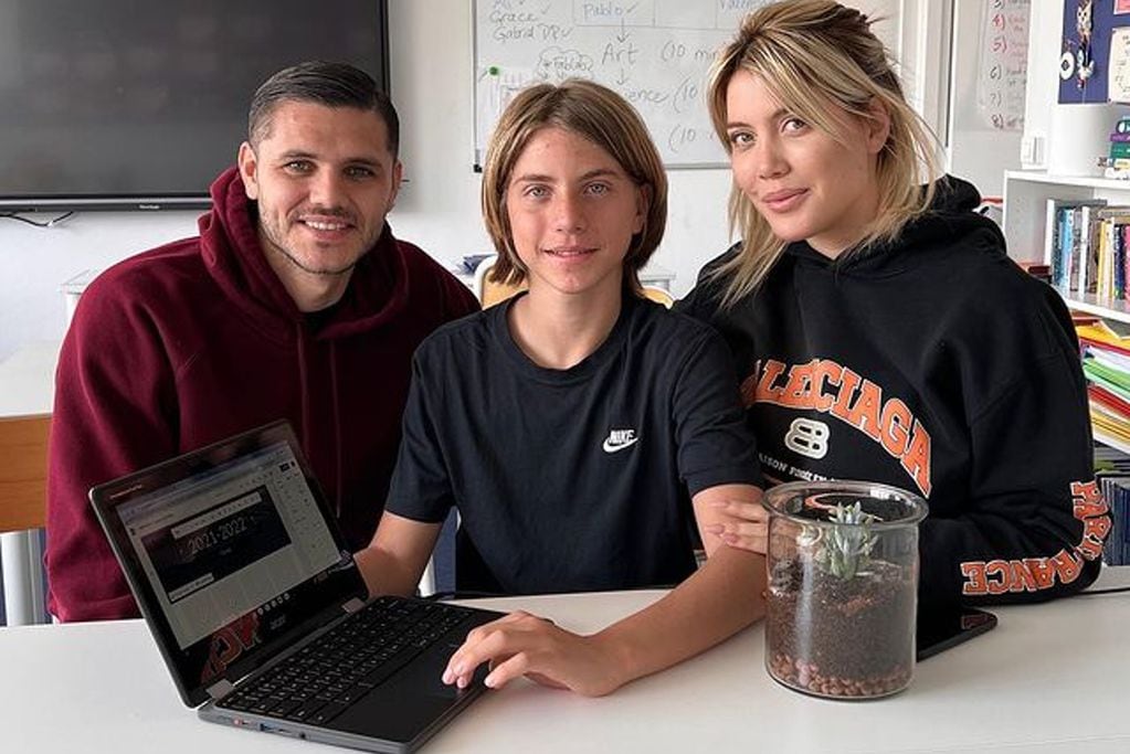 Wanda Nara junto a Icardi y Valentino. (Captura Instagram)