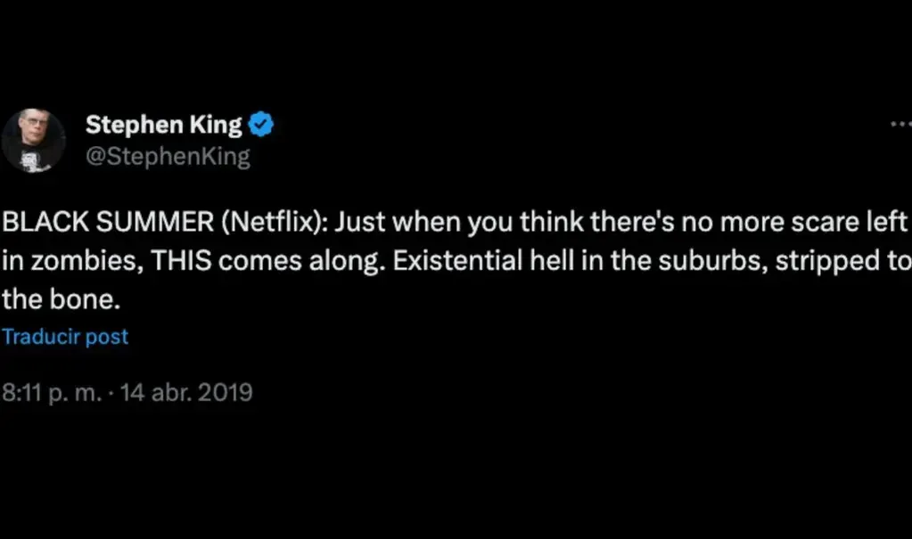 Stephen King eligió a Black Summer como su serie de terror preferida