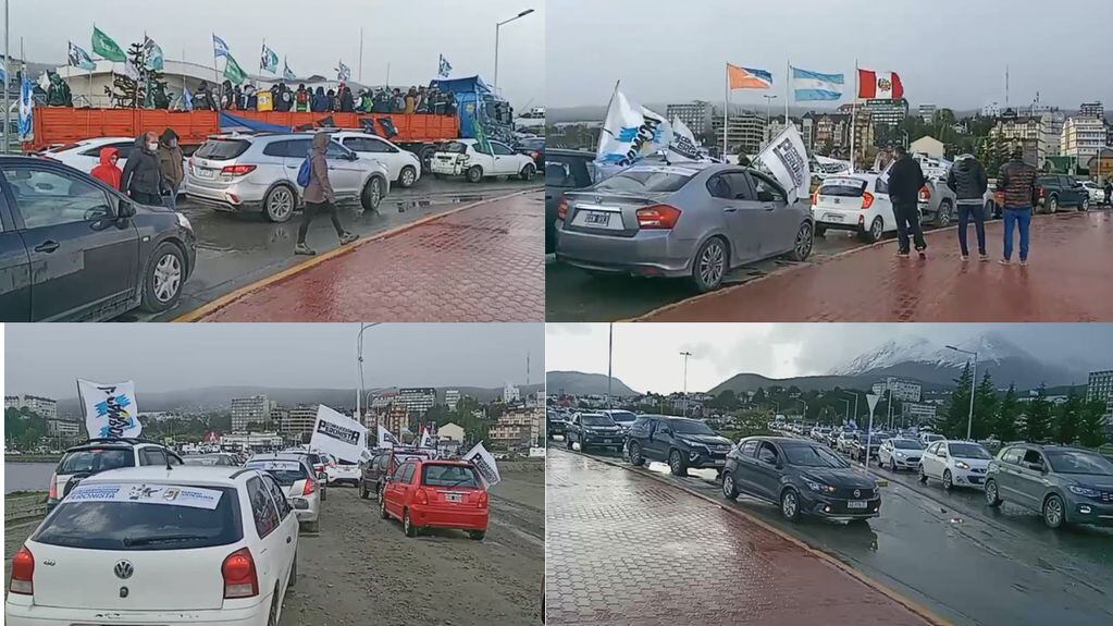 Muchos militantes se acercaron con sus vehículos para participar de la movilización.