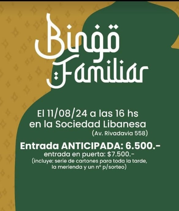 Bingo Familiar en la Sociedad Libanesa de Tres Arroyos